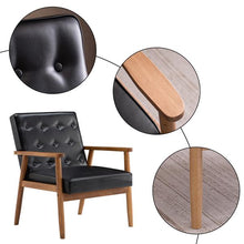 将图片加载到图库查看器,(75 x 69 x 84)cm Retro Modern Wooden Single Chair,Black PU