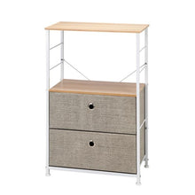 将图片加载到图库查看器,Nightstand 2-Drawer Shelf Storage - Bedside Furniture & Accent End Table Chest For Home, Bedroom, Office, College Dorm, Steel Frame, Wood Top, Easy Pull Fabric Bins, Linen / Natural