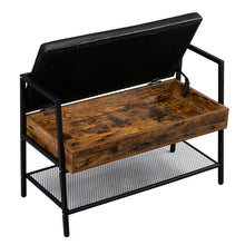 将图片加载到图库查看器,Shoe Storage Bench, Industrial Hidden Shoe Rack Bench Organizer with Storage Chest, Mesh Shelf for Entryway, Mushroom, Living Room(Rustic Brown)