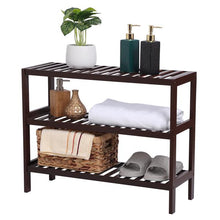 将图片加载到图库查看器,100% Bamboo Shoe Rack Bench, Shoe Storage, 3-Layer Multi-Functional Cell Shelf, Can Be Used For Entrance Corridor, Bathroom, Living Room And Corridor 70 * 25 * 55 Dark Brown