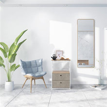 将图片加载到图库查看器,Nightstand 2-Drawer Shelf Storage - Bedside Furniture & Accent End Table Chest For Home, Bedroom, Office, College Dorm, Steel Frame, Wood Top, Easy Pull Fabric Bins, Linen / Natural