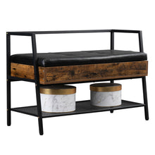 将图片加载到图库查看器,Shoe Storage Bench, Industrial Hidden Shoe Rack Bench Organizer with Storage Chest, Mesh Shelf for Entryway, Mushroom, Living Room(Rustic Brown)