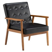 将图片加载到图库查看器,(75 x 69 x 84)cm Retro Modern Wooden Single Chair,Black PU