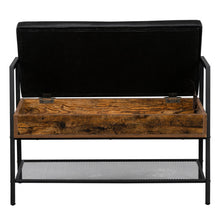 将图片加载到图库查看器,Shoe Storage Bench, Industrial Hidden Shoe Rack Bench Organizer with Storage Chest, Mesh Shelf for Entryway, Mushroom, Living Room(Rustic Brown)