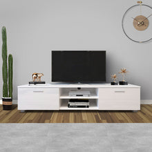 将图片加载到图库查看器,White TV Stand for 70 Inch TV Stands, Media Console Entertainment Center Television Table, 2 Storage Cabinet with Open Shelves for Living Room Bedroom