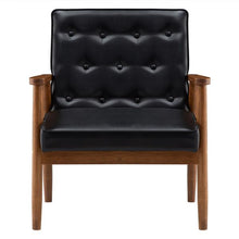 将图片加载到图库查看器,(75 x 69 x 84)cm Retro Modern Wooden Single Chair,Black PU