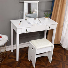将图片加载到图库查看器,【FCH】Flip Single Mirror Double Drawers Straight Feet Dresser White