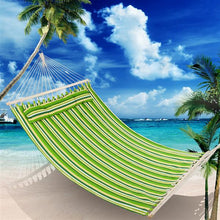 将图片加载到图库查看器,Stylish Printing Style Hammock Beach Swing Double Beds for Outdoor Camping Travel Green