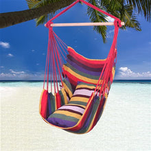 将图片加载到图库查看器,Distinctive Cotton Canvas Hanging Rope Chair with Pillows Rainbow