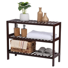 将图片加载到图库查看器,100% Bamboo Shoe Rack Bench, Shoe Storage, 3-Layer Multi-Functional Cell Shelf, Can Be Used For Entrance Corridor, Bathroom, Living Room And Corridor 70 * 25 * 55 Dark Brown