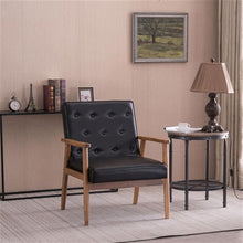 将图片加载到图库查看器,(75 x 69 x 84)cm Retro Modern Wooden Single Chair,Black PU