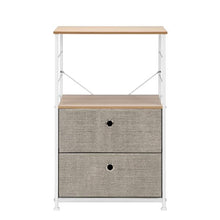 将图片加载到图库查看器,Nightstand 2-Drawer Shelf Storage - Bedside Furniture & Accent End Table Chest For Home, Bedroom, Office, College Dorm, Steel Frame, Wood Top, Easy Pull Fabric Bins, Linen / Natural