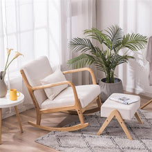 将图片加载到图库查看器,(50x25x40cm) Footrest Stool, Rocking Chair, Footrest Stool, Nordic A-type Beige