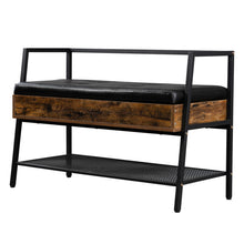 将图片加载到图库查看器,Shoe Storage Bench, Industrial Hidden Shoe Rack Bench Organizer with Storage Chest, Mesh Shelf for Entryway, Mushroom, Living Room(Rustic Brown)