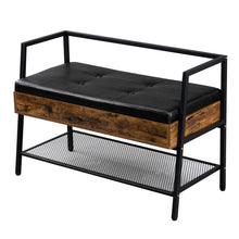 将图片加载到图库查看器,Shoe Storage Bench, Industrial Hidden Shoe Rack Bench Organizer with Storage Chest, Mesh Shelf for Entryway, Mushroom, Living Room(Rustic Brown)