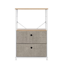 将图片加载到图库查看器,Nightstand 2-Drawer Shelf Storage - Bedside Furniture & Accent End Table Chest For Home, Bedroom, Office, College Dorm, Steel Frame, Wood Top, Easy Pull Fabric Bins, Linen / Natural