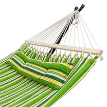 将图片加载到图库查看器,Stylish Printing Style Hammock Beach Swing Double Beds for Outdoor Camping Travel Green
