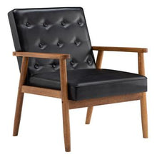 将图片加载到图库查看器,(75 x 69 x 84)cm Retro Modern Wooden Single Chair,Black PU
