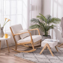 将图片加载到图库查看器,(50x25x40cm) Footrest Stool, Rocking Chair, Footrest Stool, Nordic A-type Beige