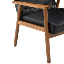 将图片加载到图库查看器,(75 x 69 x 84)cm Retro Modern Wooden Single Chair,Black PU