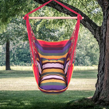 将图片加载到图库查看器,Distinctive Cotton Canvas Hanging Rope Chair with Pillows Rainbow