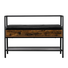 将图片加载到图库查看器,Shoe Storage Bench, Industrial Hidden Shoe Rack Bench Organizer with Storage Chest, Mesh Shelf for Entryway, Mushroom, Living Room(Rustic Brown)