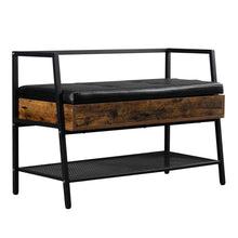 将图片加载到图库查看器,Shoe Storage Bench, Industrial Hidden Shoe Rack Bench Organizer with Storage Chest, Mesh Shelf for Entryway, Mushroom, Living Room(Rustic Brown)