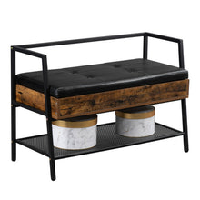 将图片加载到图库查看器,Shoe Storage Bench, Industrial Hidden Shoe Rack Bench Organizer with Storage Chest, Mesh Shelf for Entryway, Mushroom, Living Room(Rustic Brown)