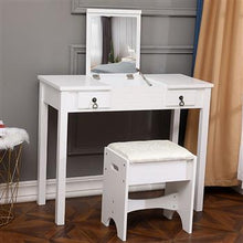 将图片加载到图库查看器,【FCH】Flip Single Mirror Double Drawers Straight Feet Dresser White