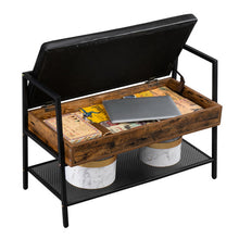 将图片加载到图库查看器,Shoe Storage Bench, Industrial Hidden Shoe Rack Bench Organizer with Storage Chest, Mesh Shelf for Entryway, Mushroom, Living Room(Rustic Brown)