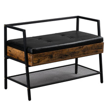 将图片加载到图库查看器,Shoe Storage Bench, Industrial Hidden Shoe Rack Bench Organizer with Storage Chest, Mesh Shelf for Entryway, Mushroom, Living Room(Rustic Brown)