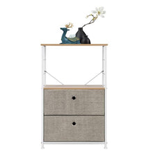 将图片加载到图库查看器,Nightstand 2-Drawer Shelf Storage - Bedside Furniture & Accent End Table Chest For Home, Bedroom, Office, College Dorm, Steel Frame, Wood Top, Easy Pull Fabric Bins, Linen / Natural
