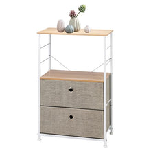 将图片加载到图库查看器,Nightstand 2-Drawer Shelf Storage - Bedside Furniture & Accent End Table Chest For Home, Bedroom, Office, College Dorm, Steel Frame, Wood Top, Easy Pull Fabric Bins, Linen / Natural