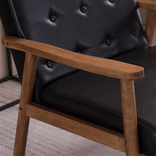 将图片加载到图库查看器,(75 x 69 x 84)cm Retro Modern Wooden Single Chair,Black PU