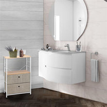 将图片加载到图库查看器,Nightstand 2-Drawer Shelf Storage - Bedside Furniture & Accent End Table Chest For Home, Bedroom, Office, College Dorm, Steel Frame, Wood Top, Easy Pull Fabric Bins, Linen / Natural