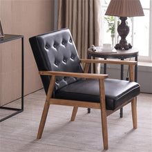 将图片加载到图库查看器,(75 x 69 x 84)cm Retro Modern Wooden Single Chair,Black PU