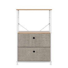 将图片加载到图库查看器，Nightstand 2-Drawer Shelf Storage - Bedside Furniture &amp; Accent End Table Chest For Home, Bedroom, Office, College Dorm, Steel Frame, Wood Top, Easy Pull Fabric Bins, Linen / Natural
