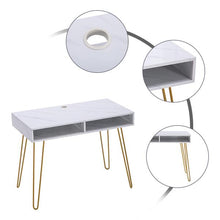 将图片加载到图库查看器，Marble Iron Foot Computer Table [103x55x80cm] White
