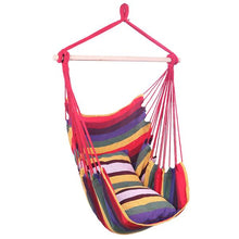 将图片加载到图库查看器，Distinctive Cotton Canvas Hanging Rope Chair with Pillows Rainbow
