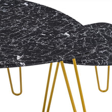 将图片加载到图库查看器，[84 x 83 x 46]cm Marble Iron Foot Coffee Table Side Table Set of 2 Black
