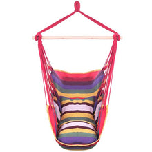 将图片加载到图库查看器，Distinctive Cotton Canvas Hanging Rope Chair with Pillows Rainbow
