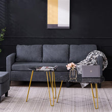 将图片加载到图库查看器，[84 x 83 x 46]cm Marble Iron Foot Coffee Table Side Table Set of 2 Black
