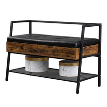 将图片加载到图库查看器，Shoe Storage Bench, Industrial Hidden Shoe Rack Bench Organizer with Storage Chest, Mesh Shelf for Entryway, Mushroom, Living Room(Rustic Brown)
