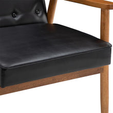 将图片加载到图库查看器，(75 x 69 x 84)cm Retro Modern Wooden Single Chair,Black PU

