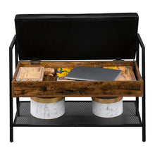 将图片加载到图库查看器，Shoe Storage Bench, Industrial Hidden Shoe Rack Bench Organizer with Storage Chest, Mesh Shelf for Entryway, Mushroom, Living Room(Rustic Brown)
