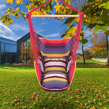 将图片加载到图库查看器，Distinctive Cotton Canvas Hanging Rope Chair with Pillows Rainbow
