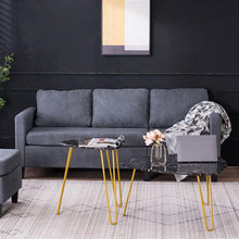 将图片加载到图库查看器，[84 x 83 x 46]cm Marble Iron Foot Coffee Table Side Table Set of 2 Black
