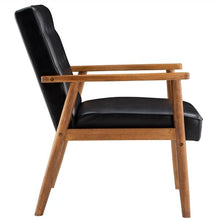 将图片加载到图库查看器，(75 x 69 x 84)cm Retro Modern Wooden Single Chair,Black PU
