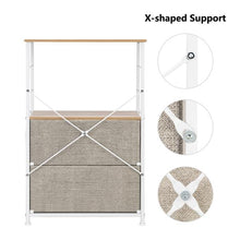 将图片加载到图库查看器，Nightstand 2-Drawer Shelf Storage - Bedside Furniture &amp; Accent End Table Chest For Home, Bedroom, Office, College Dorm, Steel Frame, Wood Top, Easy Pull Fabric Bins, Linen / Natural
