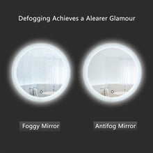 将图片加载到图库查看器，LED Bathroom Vanity Mirror with Light, 24 Inches Round Shape, Dimmable Anti-Fog Backlit Wall Mounted Defogger Circle Makeup Mirror, CRI 90 , Color Temperature 5000K
